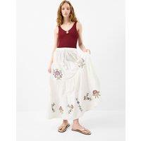 ACCESSORIZE Embroidered Maxi Tiered Beach Skirt Ivory