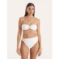 4th & Reckless Lavinia Wired Padded Ring Detail Bandeau Bikini Top White