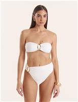 4th & Reckless Lavinia Wired Padded Ring Detail Bandeau Bikini Top White