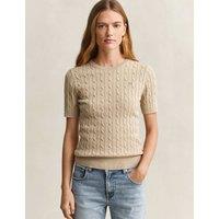 GANT Cotton Rich Cable Knit Top Beige