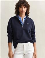 Cotton Rich Funnel Neck Half Zip Sweatshirt