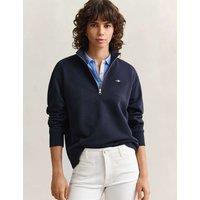 GANT Cotton Rich Funnel Neck Half Zip Sweatshirt Navy