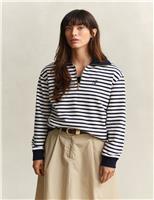 Pure Cotton Striped Half Zip Sweatshirt