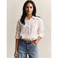 GANT Relaxed Fit Striped Linen Shirt Pink