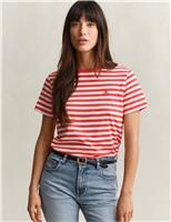 GANT Pure Cotton Striped T-Shirt Red