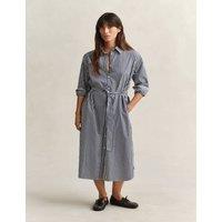 GANT Pure Cotton Poplin Striped Midi Shirt Dress Blue
