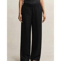 GANT Linen Blend Wide Leg Trousers Black