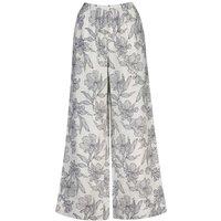 GANT Linen Rich Floral Wide Leg Trousers Navy