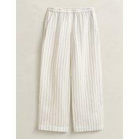 GANT Linen Blend Striped Wide Leg Trousers Cream