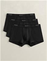 GANT 3 Pack Cotton Rich Logo Waistband Trunks Black