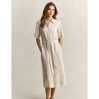 GANT Pure Linen Striped Midi Shirt Dress Beige