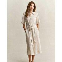GANT Pure Linen Striped Midi Shirt Dress Beige
