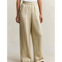 GANT Linen Blend Wide Leg Trousers Beige