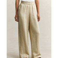 GANT Linen Blend Wide Leg Trousers Beige