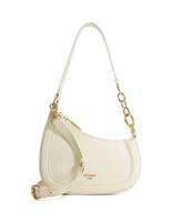 Dune London Leather Patent Finish Shoulder Bag Ecru