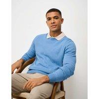 Crew Clothing Pure Cotton Long Sleeve Jumper Bright Blue