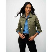 Crew Clothing Cotton Rich Denim Western Jacket Olive