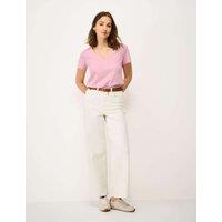 Crew Clothing Pure Cotton V Neck T-Shirt Light Pink