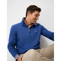 Crew Clothing Pure Cotton Half Zip Sweatshirt Bright Blue