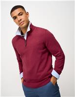 Crew Clothing Pure Cotton Half Zip Jumper Dark Blue