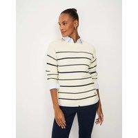Crew Clothing Cotton Rich Textured Slash Neck Jumper Cream