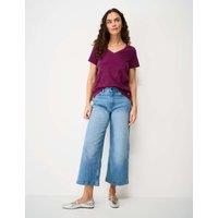 Crew Clothing Pure Cotton V Neck T-Shirt Burgundy