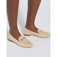 Dune London Leather Trim Flat Loafers Ecru