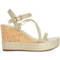 Dune London Buckle Wedge Sandals Gold