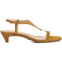 Dune London Leather Buckle Kitten Heel Sandals Tan