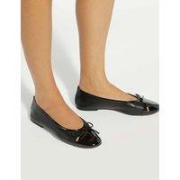 Dune London Leather Flat Ballet Pumps Black