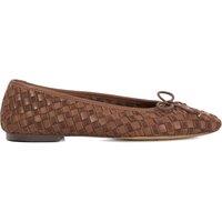Dune London Leather Woven Flat Ballet Pumps Brown