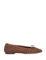 Dune London Leather Woven Flat Ballet Pumps Brown