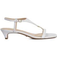 Dune London Leather Buckle Kitten Heel Sandals White