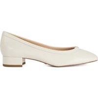 Dune London Leather Block Heel Court Shoes Ecru