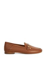 Leather Buckle Slip On Flat Loafers