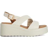 Dune London Leather Wedge Sandals Ecru