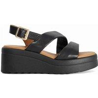 Dune London Leather Wedge Sandals Black