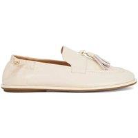Dune London Leather Tassel Flat Loafers Ecru