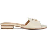 Dune London Leather Slip On Flat Mules Ecru