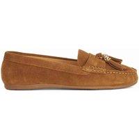 Dune London Wide Fit Leather Tassel Flat Loafers Dark Brown