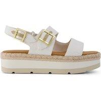 TOMS Woven Ankle Strap Flatform Sandals White