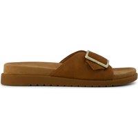 TOMS Buckle Flatform Footbed Sliders Brown