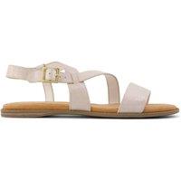 TOMS Leather Glitter Ankle Strap Flat Sandals Gold