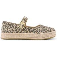 TOMS Canvas Leopard Print Mary Jane Espadrilles Beige