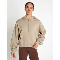 Under Armour Icon Cotton Rich Fleece Half Zip Hoodie Taupe