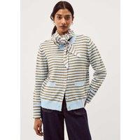Monsoon Striped Scarf Button Front Cardigan Blue Mix
