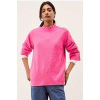 Monsoon Funnel Neck Button Detail Jumper Pink