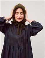 Monsoon Pure Cotton Denim Pintuck Midi Smock Dress Indigo