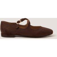 Monsoon Suede Flat Pumps Chocolate