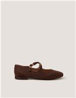 Monsoon Suede Flat Pumps Chocolate